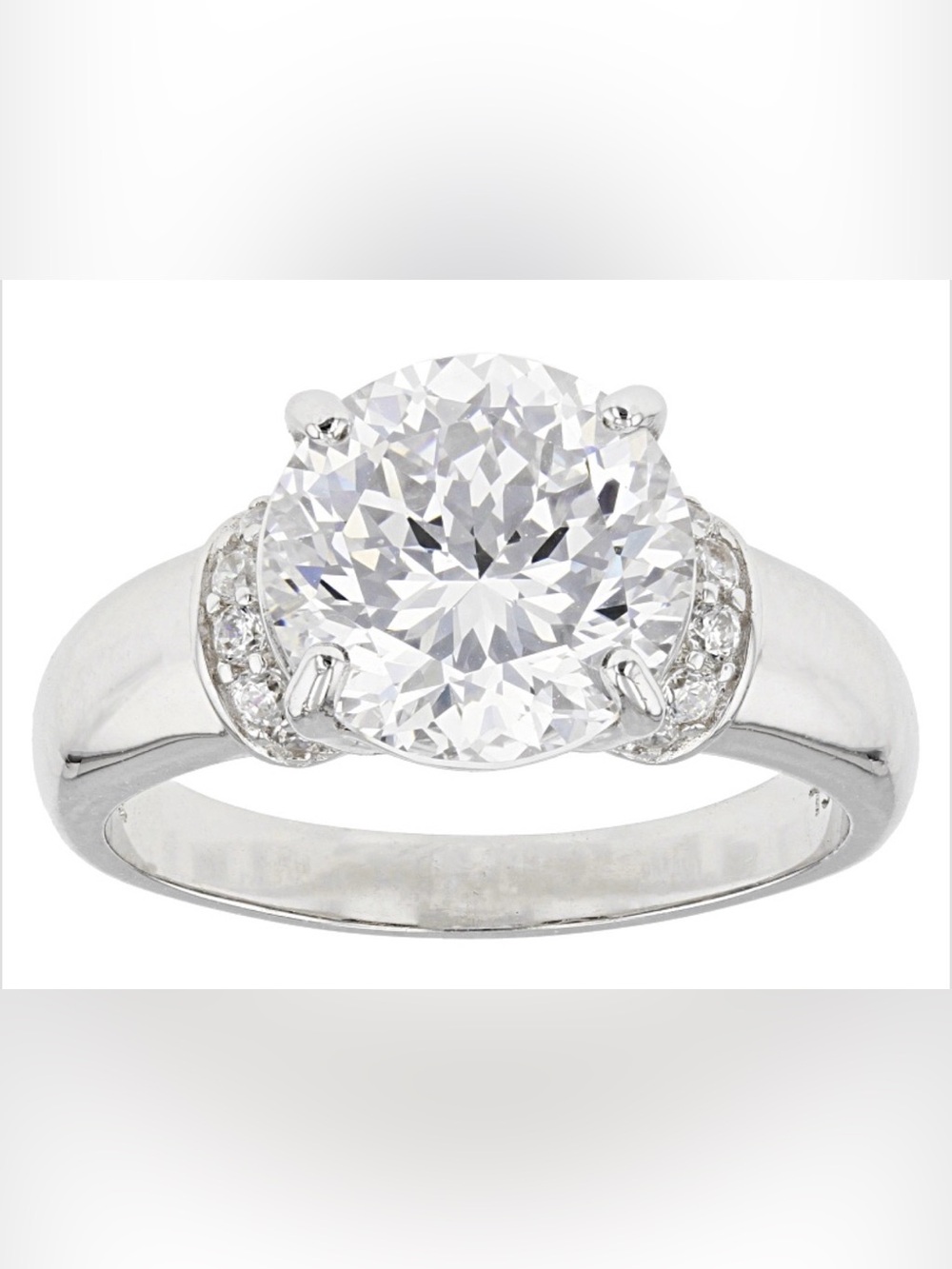 White Cubic Zirconia Rhodium Over Sterling Silver 100 Facet Ring 4.68ctw Size 8